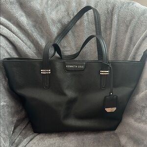 Kenneth Cole New York Black Tote with Dual Handles and Gold Accents